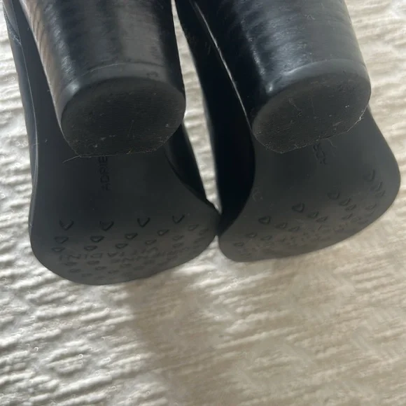 Adrienne Vittadini Black Leather Boots with Buckle Accents - Picture 9 of 15